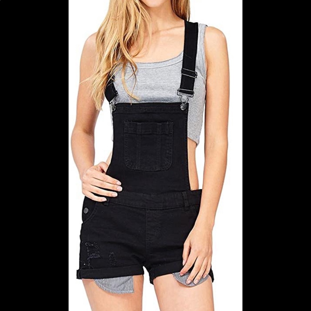 Overalls black distressed